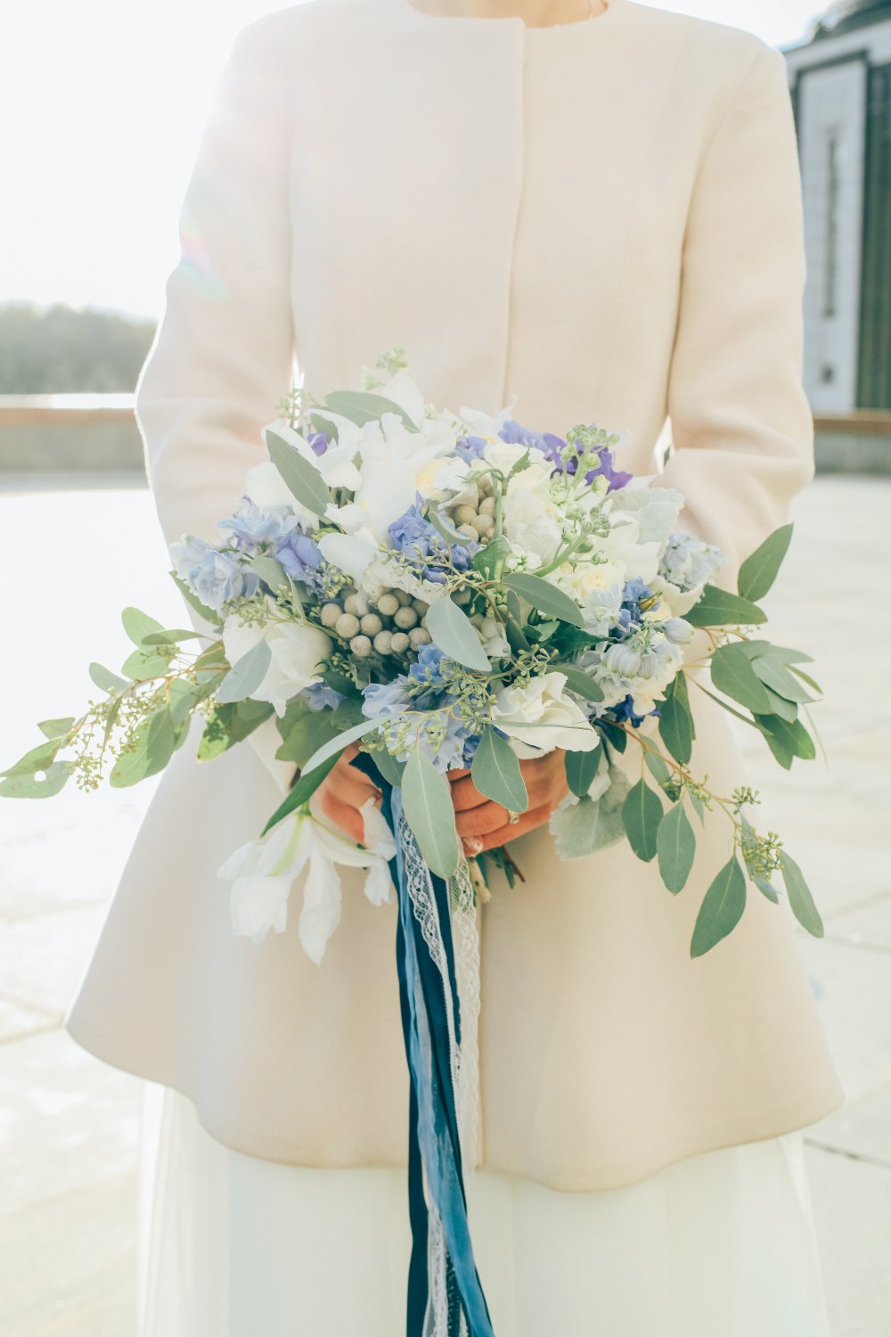 Голубой букет невесты
