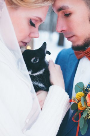 Жених и невеста с кроликом