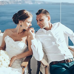 Лера и Женя: свадебная сказка на Санторини