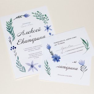 Приглашение на свадьбу, карточки RSVP и «Спасибо» с цветочным принтом