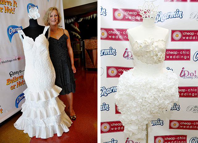 Фото: в Нью-Йорке прошёл конкурс платьев из туалетной бумаги, свадебные платья из туалетной бумаги