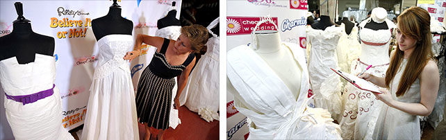 Фото: в Нью-Йорке прошёл конкурс платьев из туалетной бумаги, свадебные платья из туалетной бумаги