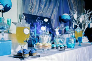 Гламурная бирюзовая свадьба, сладкий стол