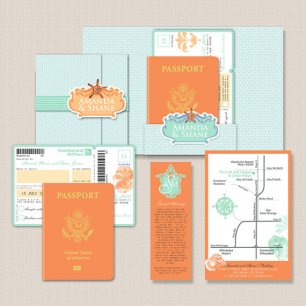 Полиграфия для свадьбы в стиле заграничных паспортов
