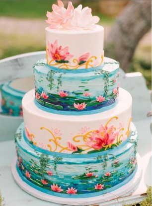 Свадебный торт с рисунками на глазури