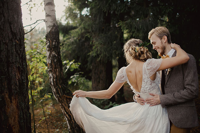 Свадьба в стиле эко-рустик, жених и невеста