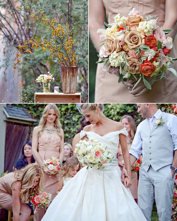 Букеты невесты и подружек из роз разных цветов
