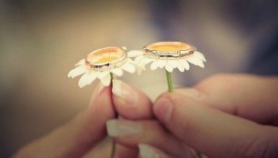 Романтичная деталь фотосессии - цветы ромашки как подушечка для колец