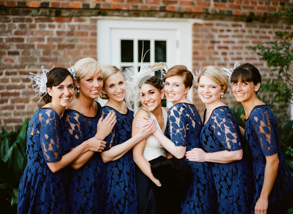 Платья подружек невесты синие кружевные
