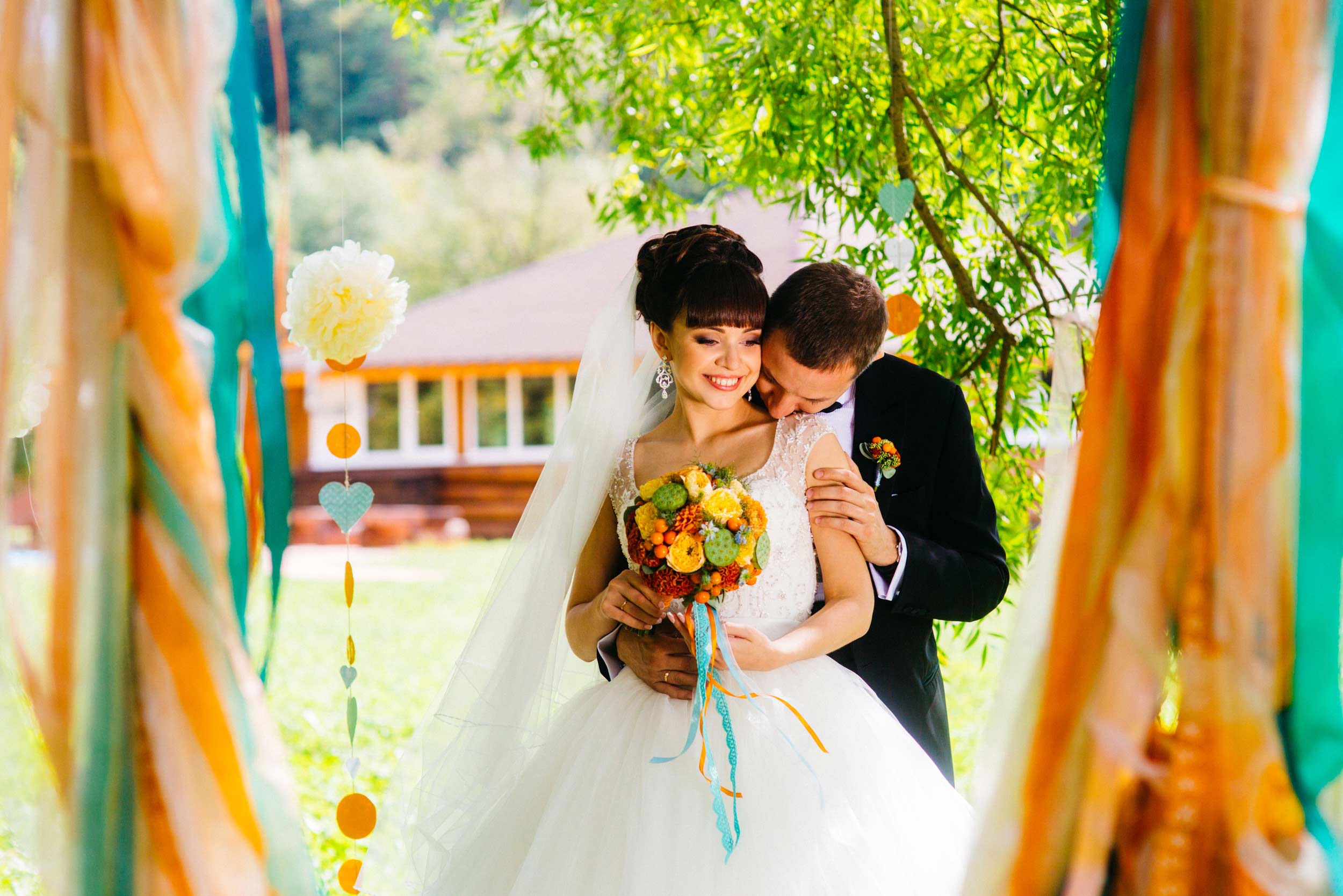 Лазурно-оранжевая свадьба  Сергея и Кати