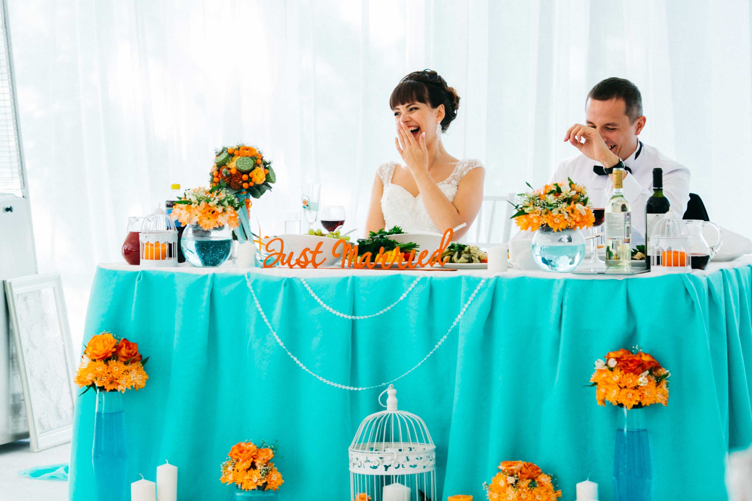 Лазурно-оранжевая свадьба  Сергея и Кати