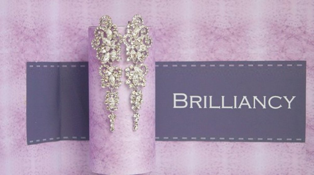 Серьги с родиевым покрытием (белое золото 725 пробы)