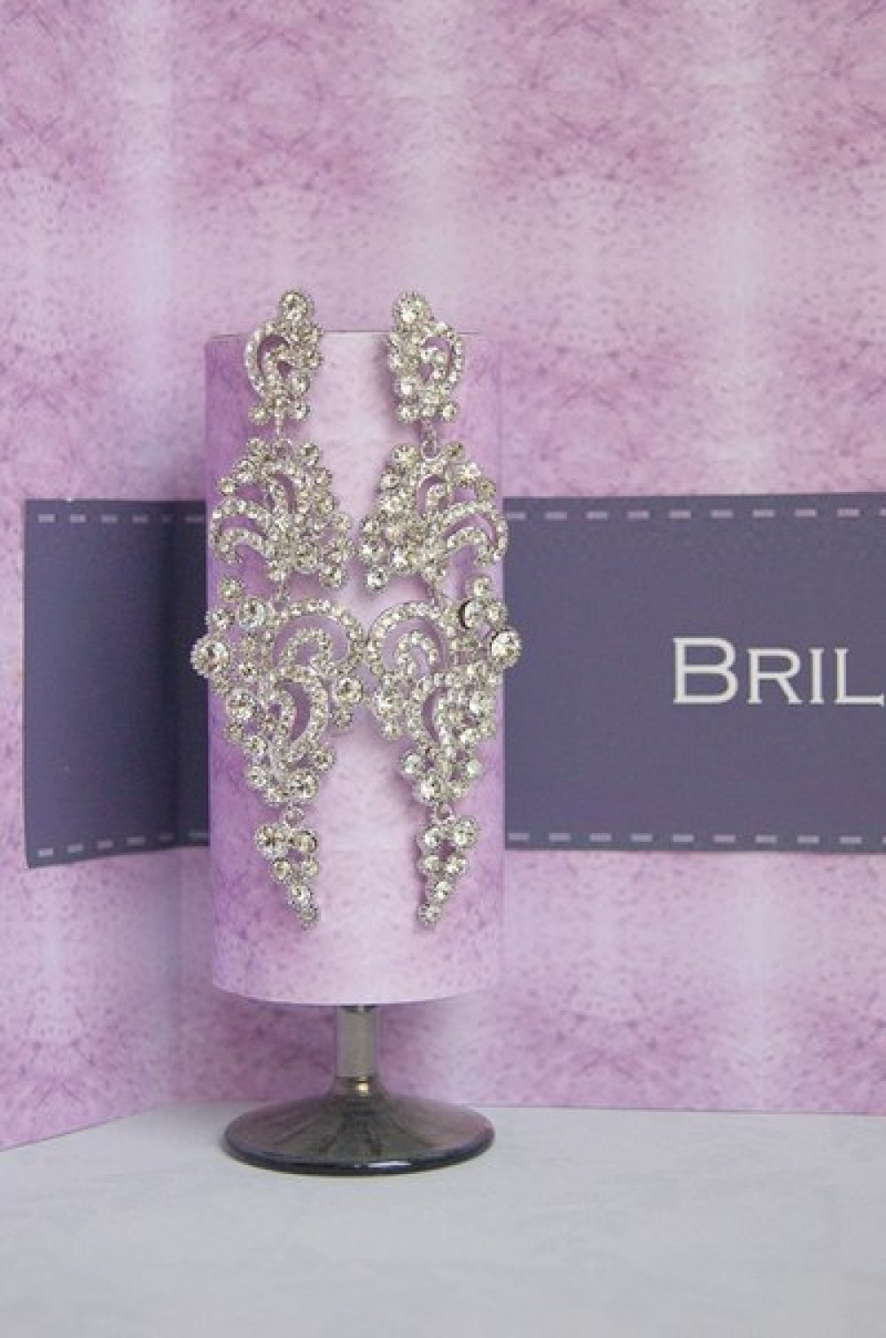 Серьги с родиевым покрытием (белое золото 725 пробы)