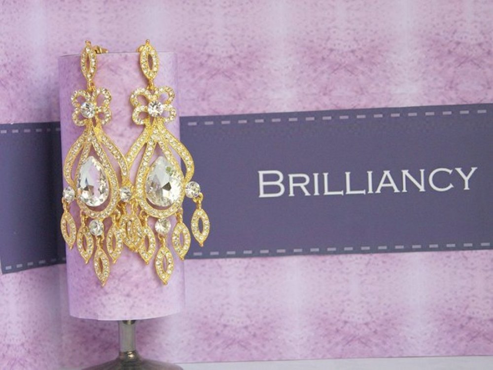 Серьги с родиевым покрытием (белое золото 725 пробы)