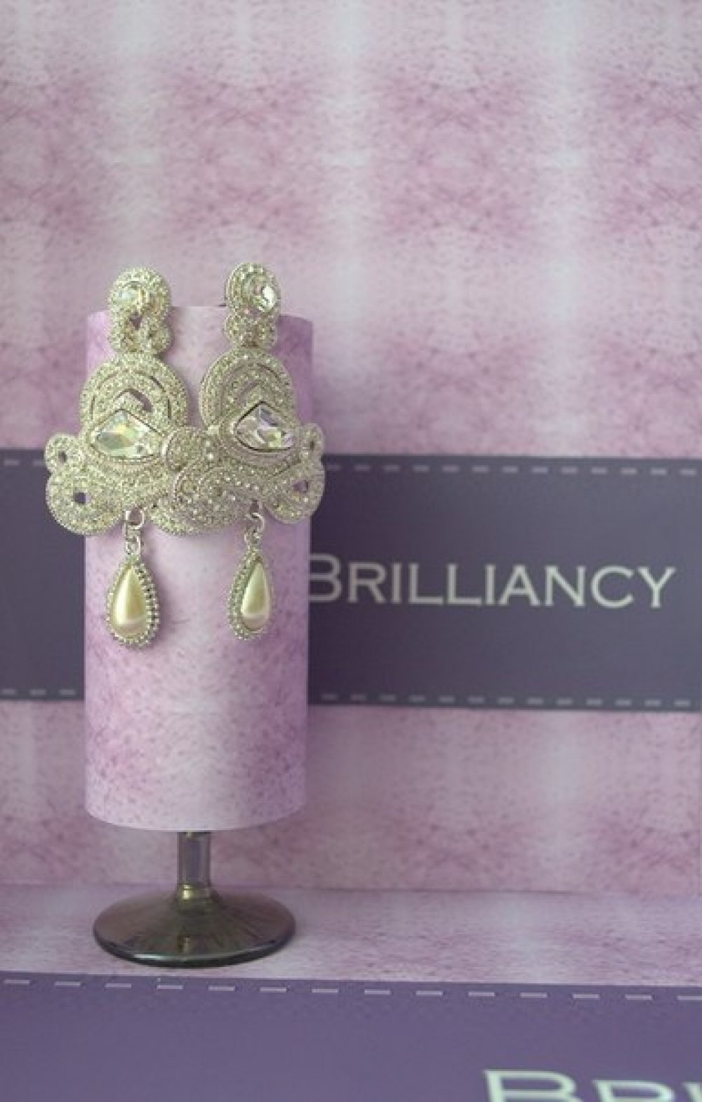 Серьги с родиевым покрытием (белое золото 725 пробы)