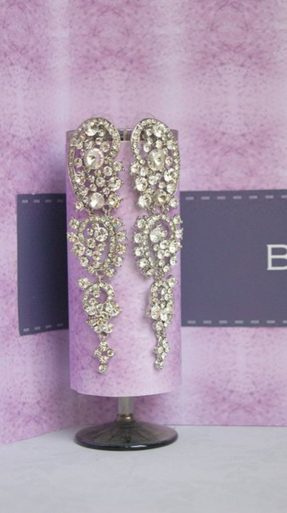 Серьги с родиевым покрытием (белое золото 725 пробы)