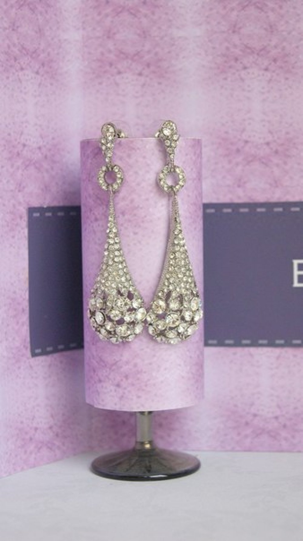 Серьги с родиевым покрытием (белое золото 725 пробы)