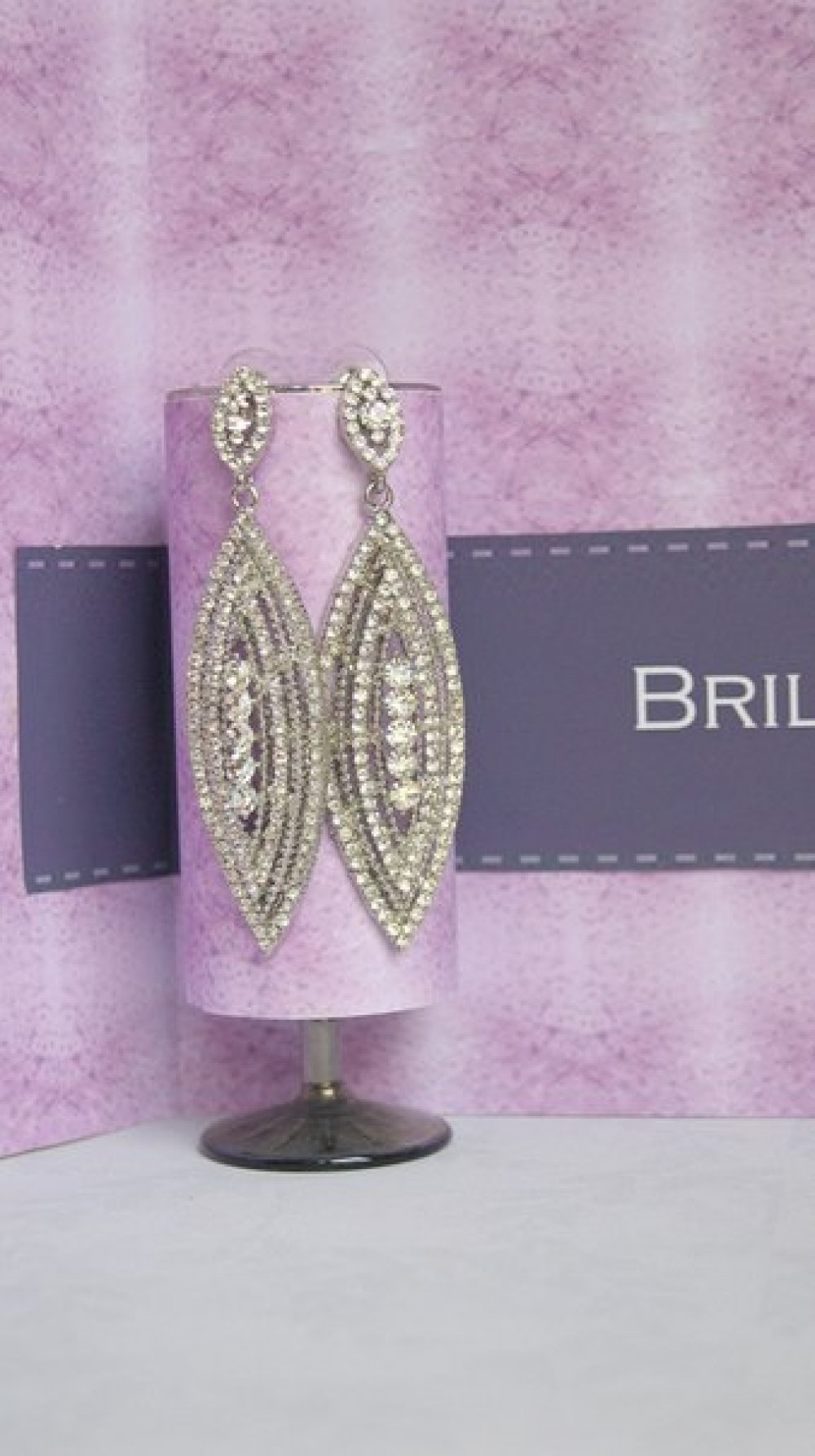 Серьги с родиевым покрытием (белое золото 725 пробы)