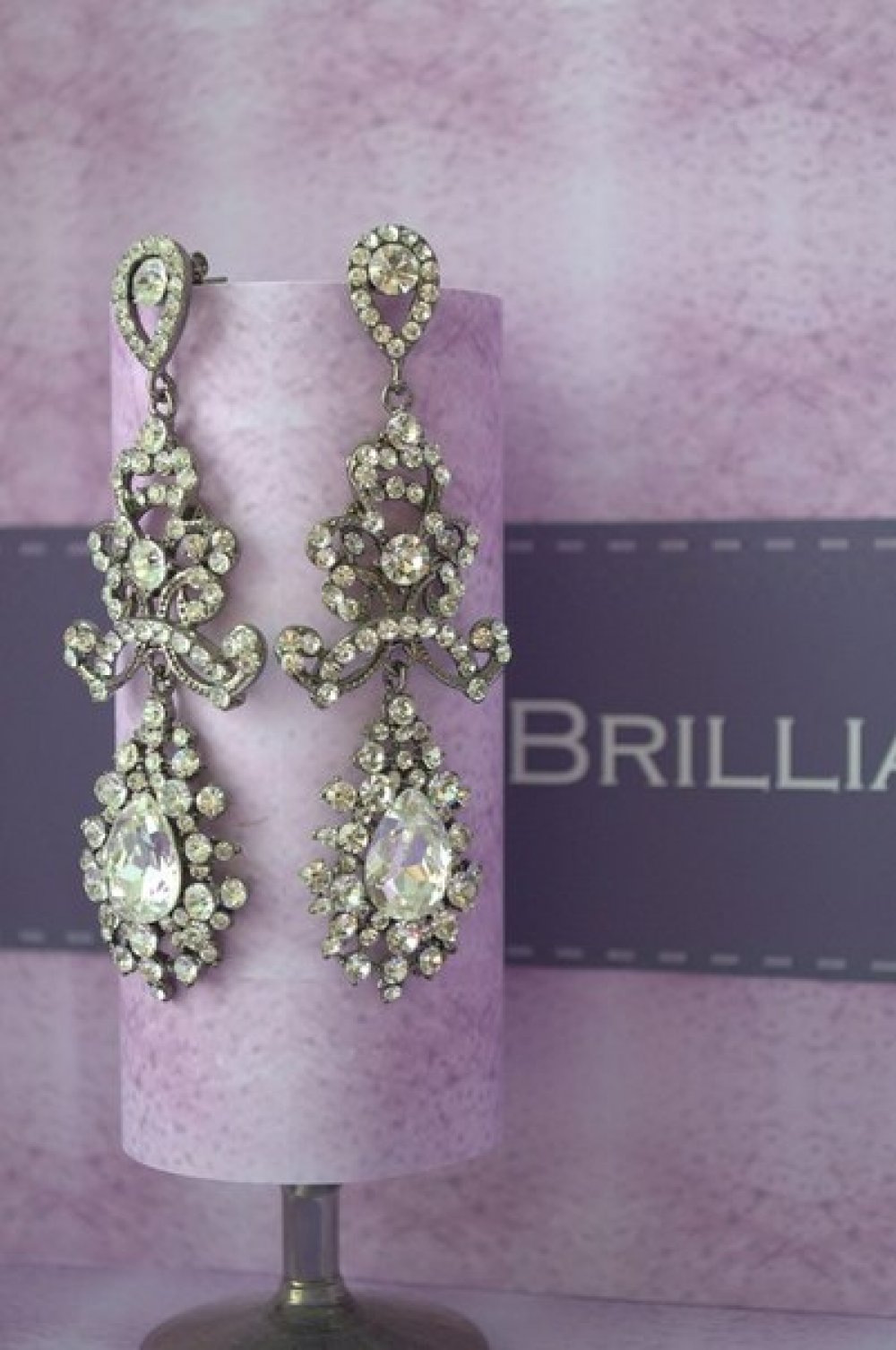 Серьги с родиевым покрытием (белое золото 725 пробы)