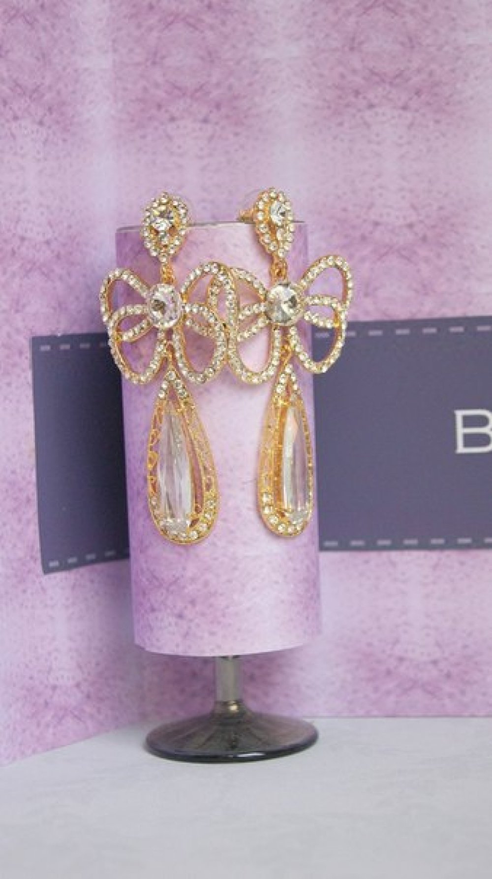 Серьги с родиевым покрытием (белое золото 725 пробы)