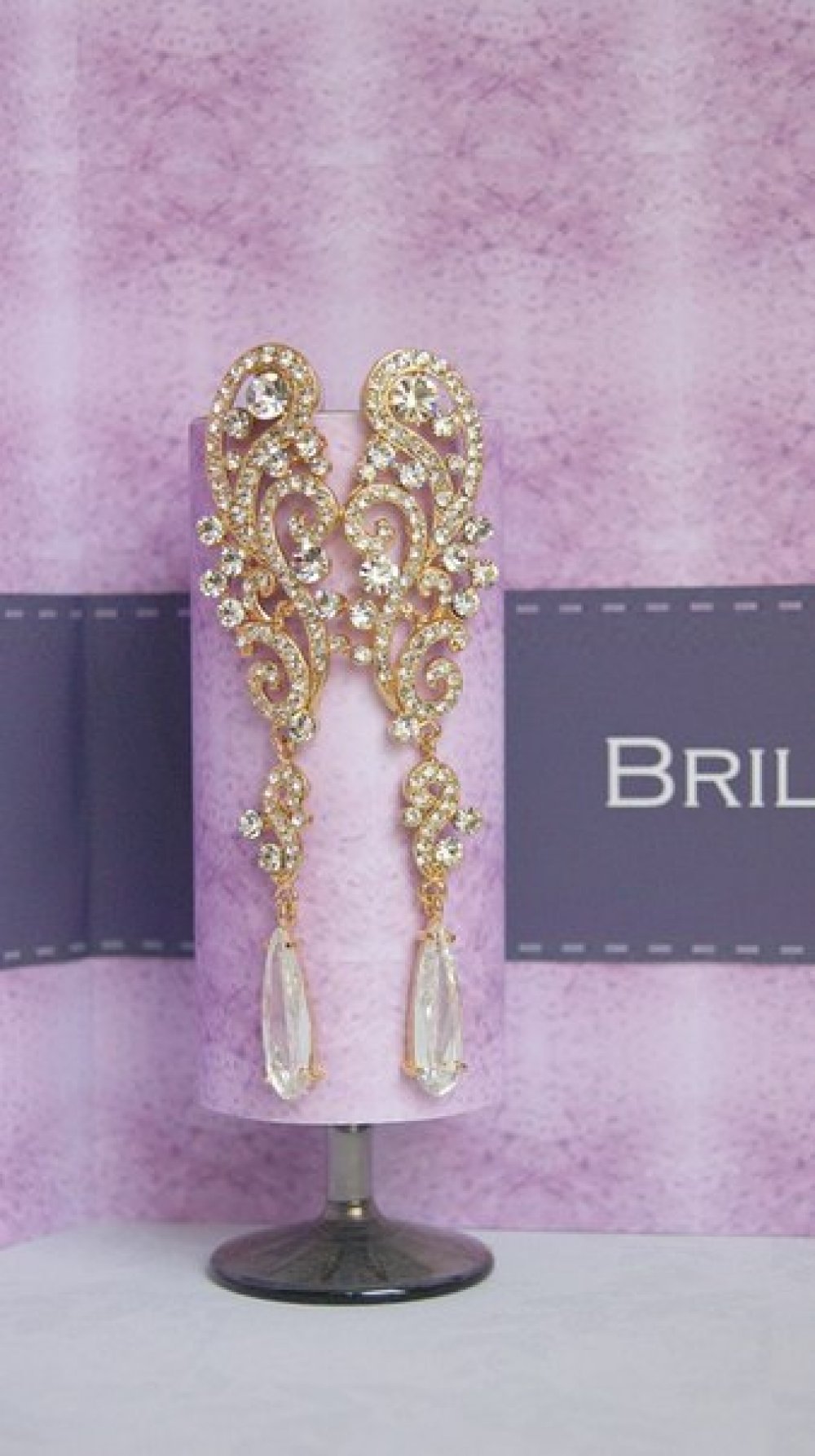 Серьги с родиевым покрытием (белое золото 725 пробы)