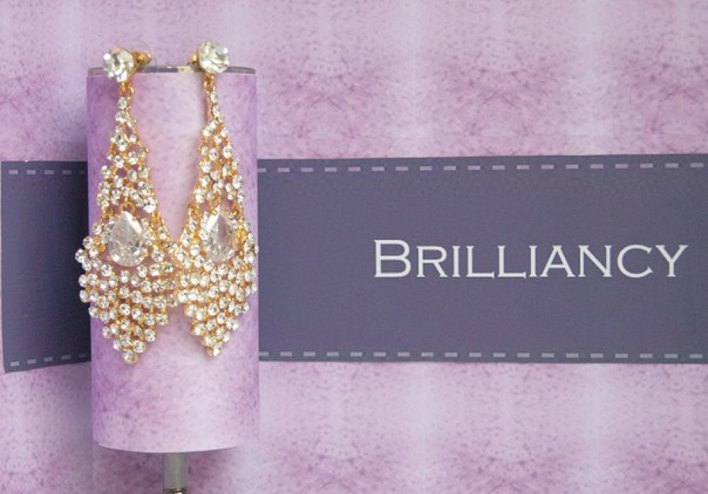 Серьги с родиевым покрытием (белое золото 725 пробы)