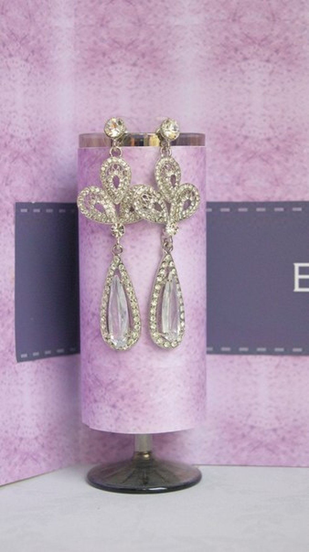 Серьги с родиевым покрытием (белое золото 725 пробы)