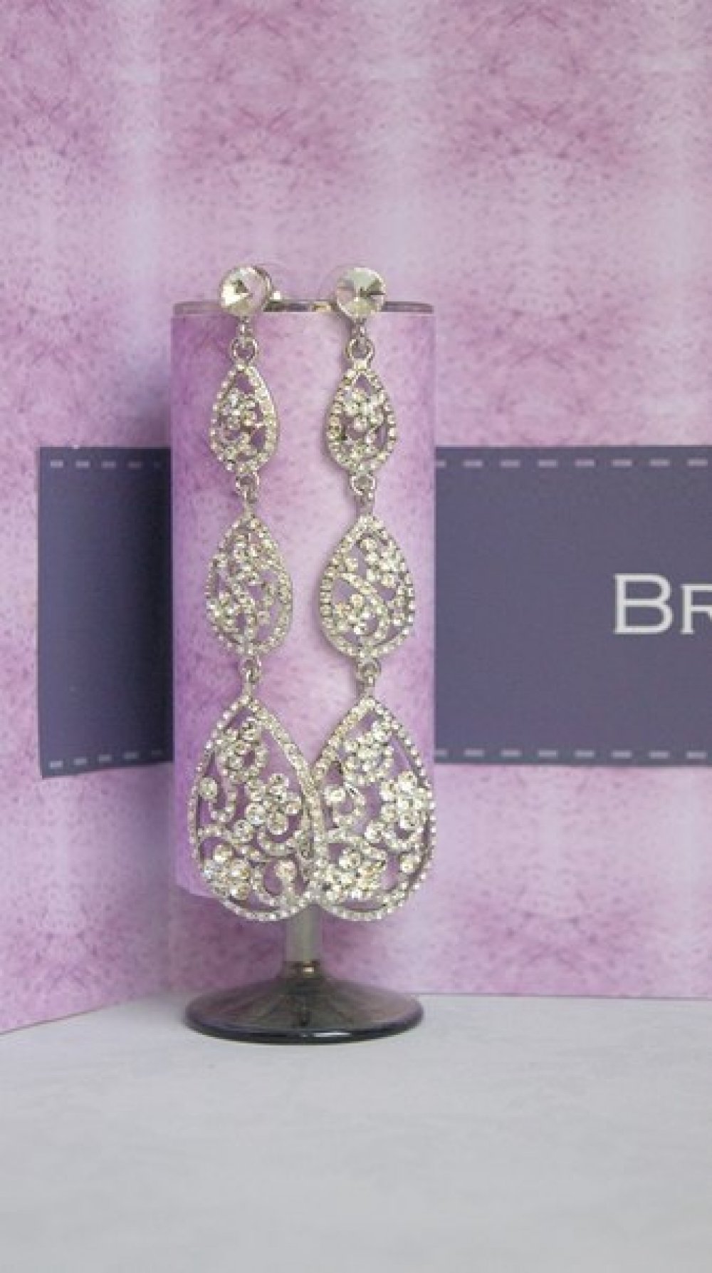 Серьги с родиевым покрытием (белое золото 725 пробы)