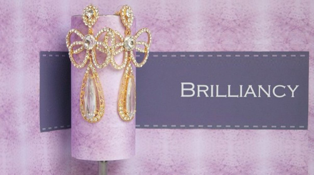 Серьги с родиевым покрытием (белое золото 725 пробы)