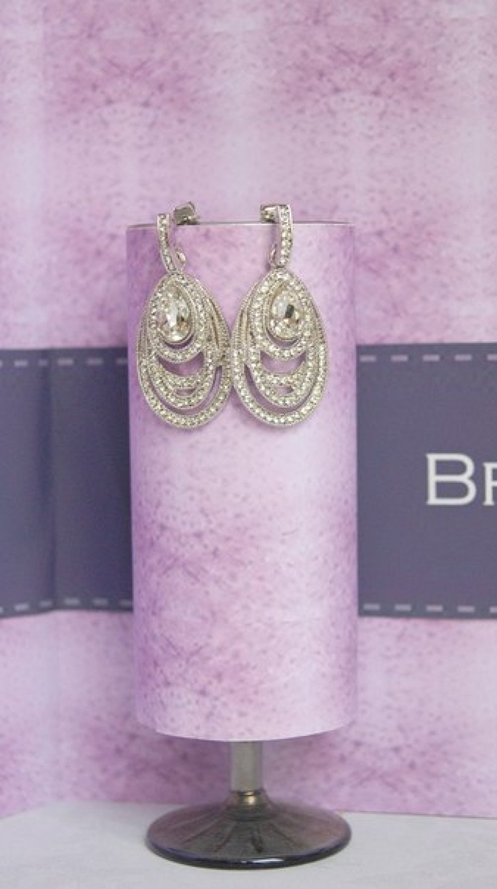 Серьги с родиевым покрытием (белое золото 725 пробы)