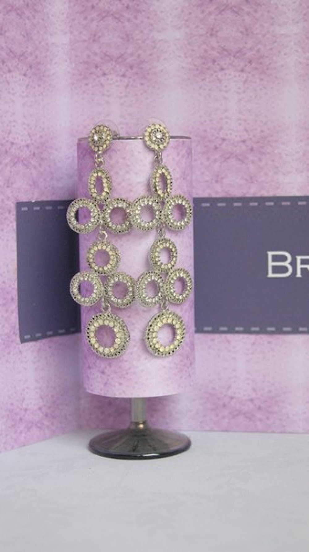 Серьги с родиевым покрытием (белое золото 725 пробы)