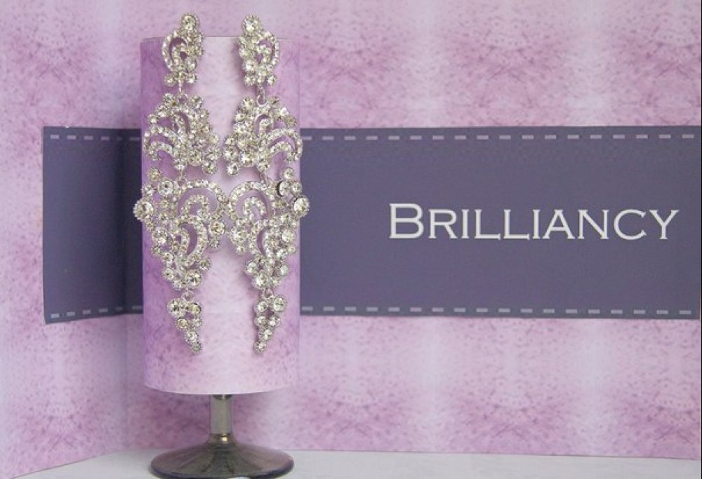 Серьги с родиевым покрытием (белое золото 725 пробы)