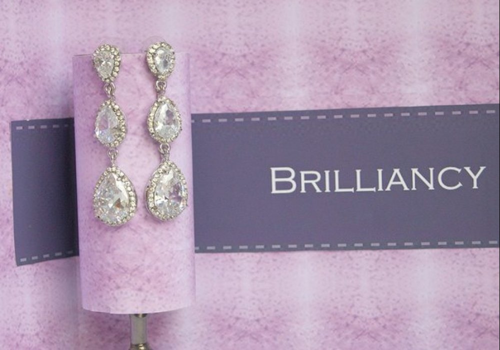 Серьги с родиевым покрытием (белое золото 725 пробы)