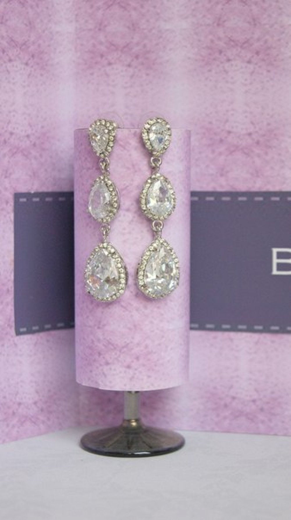 Серьги с родиевым покрытием (белое золото 725 пробы)