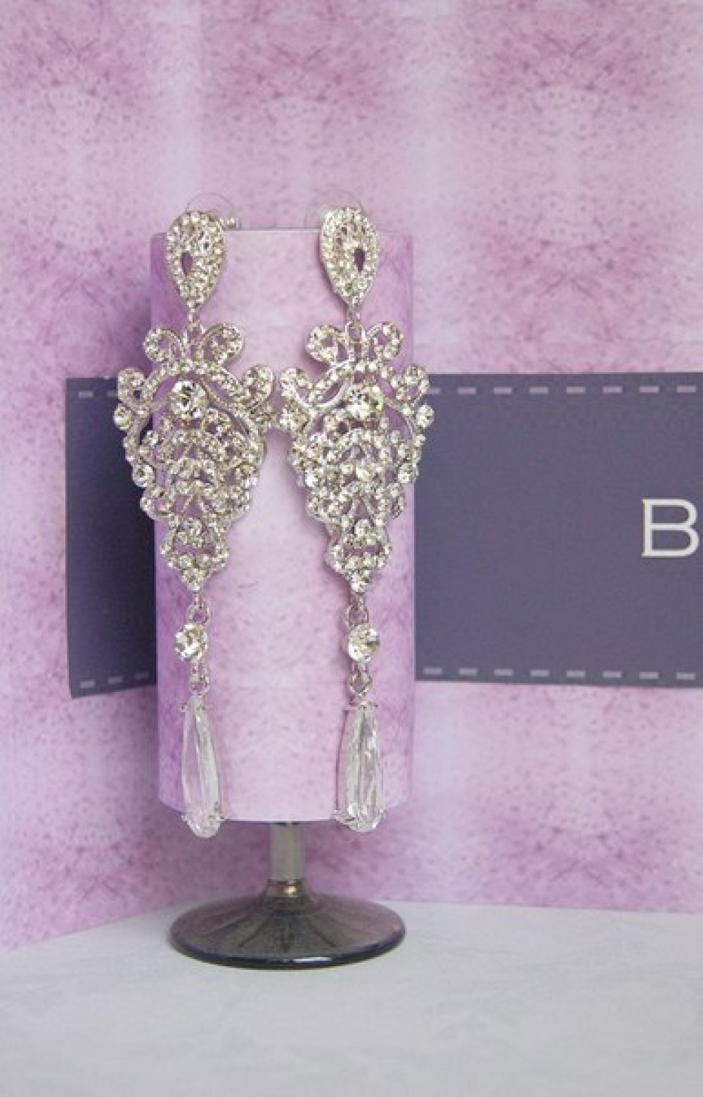 Серьги с родиевым покрытием (белое золото 725 пробы)