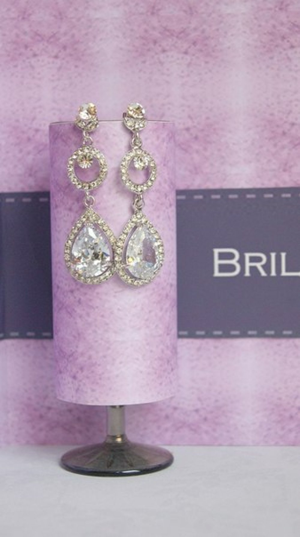 Серьги с родиевым покрытием (белое золото 725 пробы)