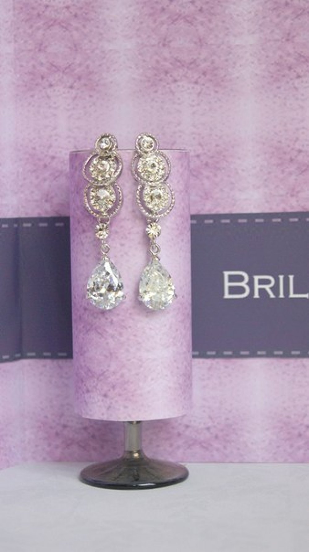 Серьги с родиевым покрытием (белое золото 725 пробы)