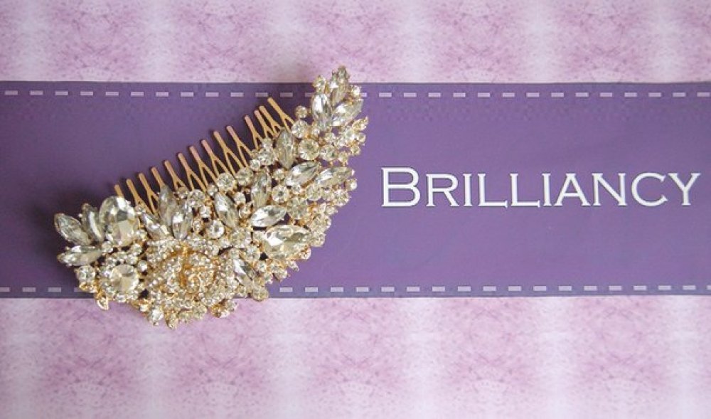 Гребень с родиевым покрытием (белое золото 725 пробы)