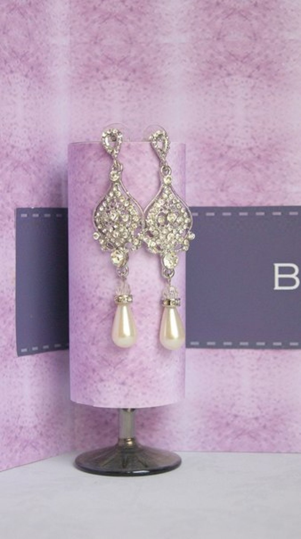 Серьги с родиевым покрытием (белое золото 725 пробы)