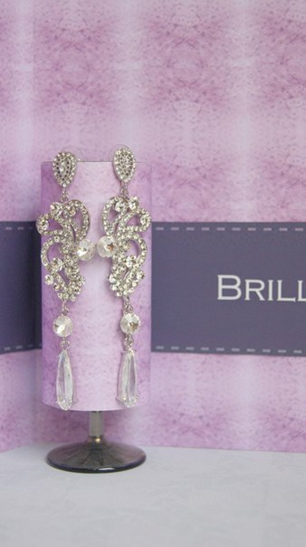 Серьги с родиевым покрытием (белое золото 725 пробы)