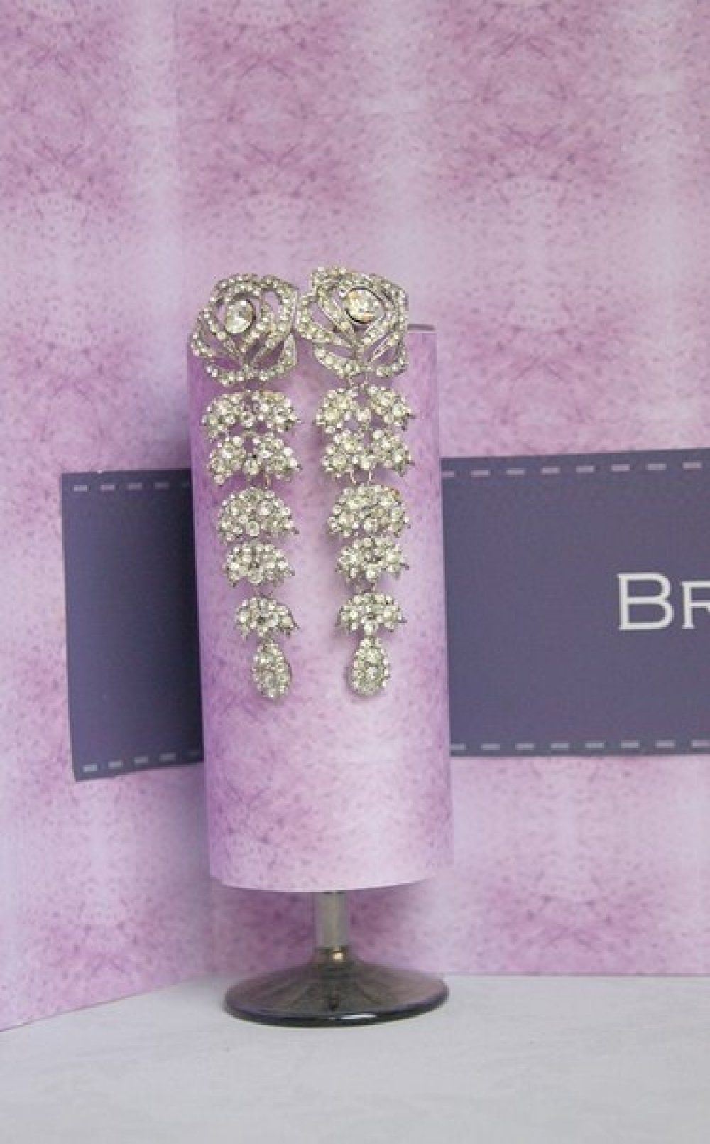 Серьги с родиевым покрытием (белое золото 725 пробы)