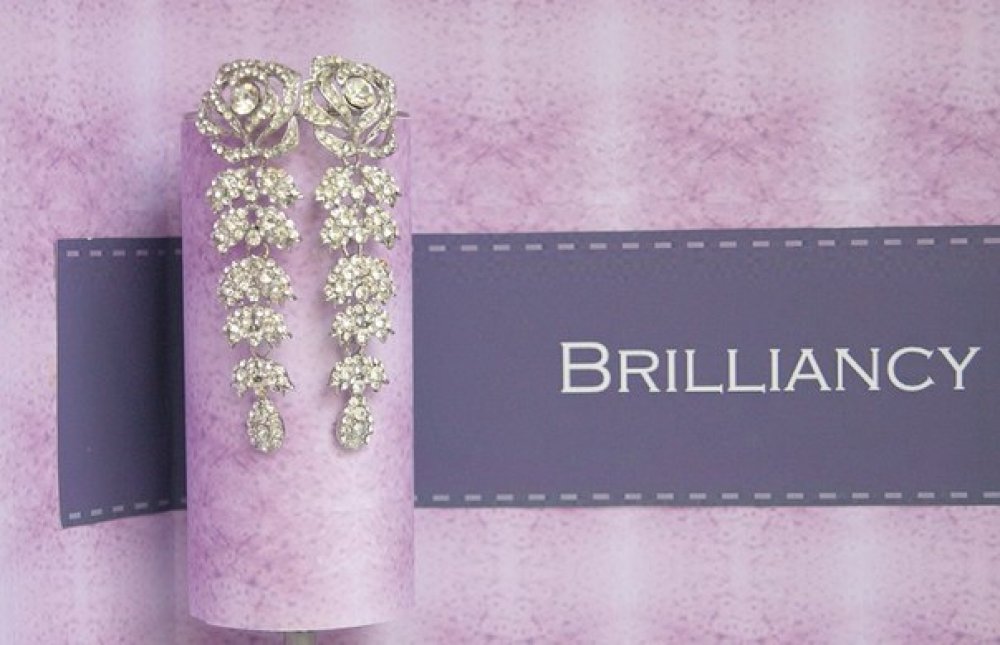 Серьги с родиевым покрытием (белое золото 725 пробы)