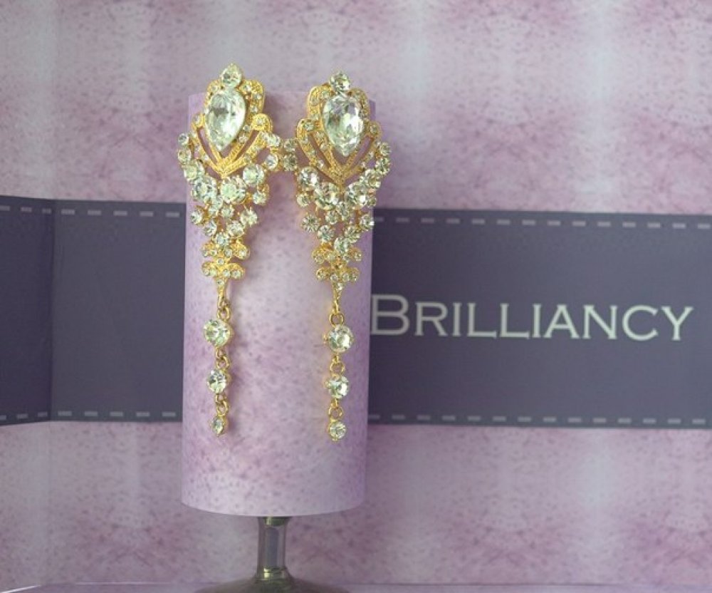 Серьги с родиевым покрытием (белое золото 725 пробы)