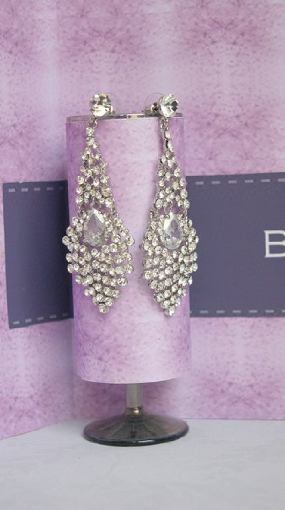 Серьги с родиевым покрытием (белое золото 725 пробы)