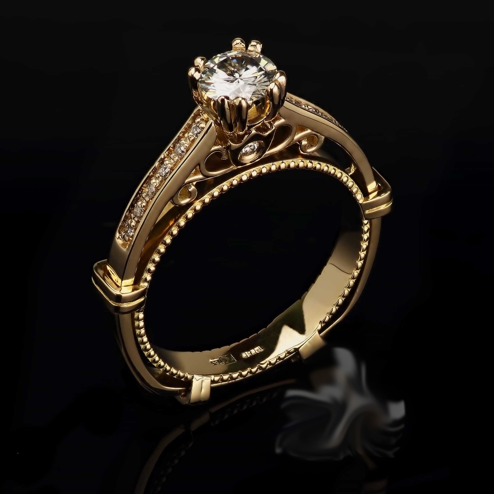 Когда хочешь услышать от девушки "Да", стараешься угадать её желания. Это изысканное кольцо из золота с бриллиантом точно соответствует её мечтам.