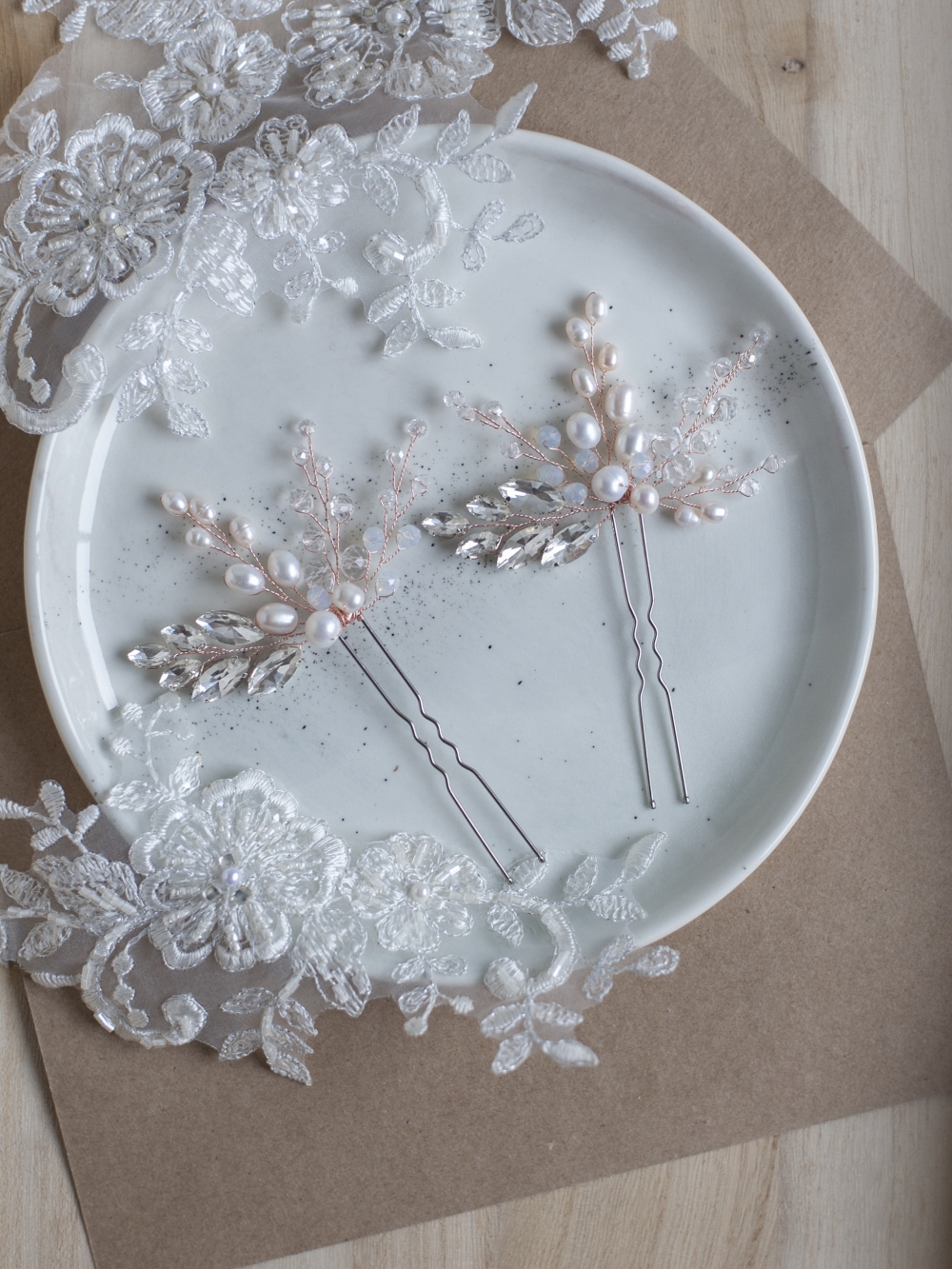 Шпильки для прически невесты с жемчугом