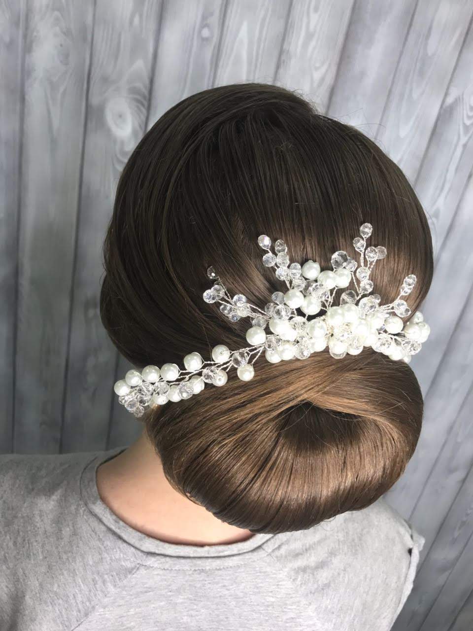 Гребень с жемчугом и ювелирным стеклом