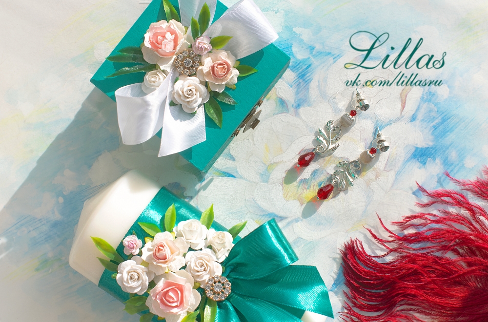 Очаг и коробочка для колец изумрудного цвета от Lillas.ru