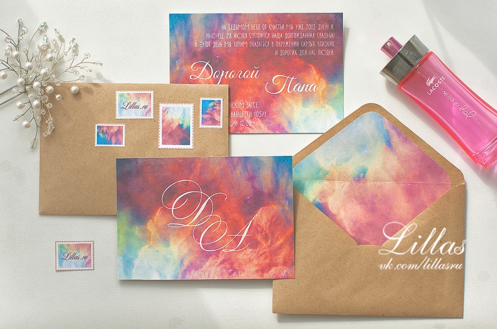 Свадебные приглашения в крафт конверте от Lillas.ru