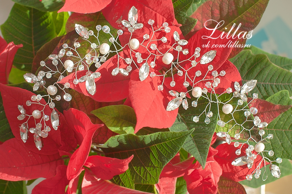 Венок с жемчугом для прически невесты от Lillas.ru